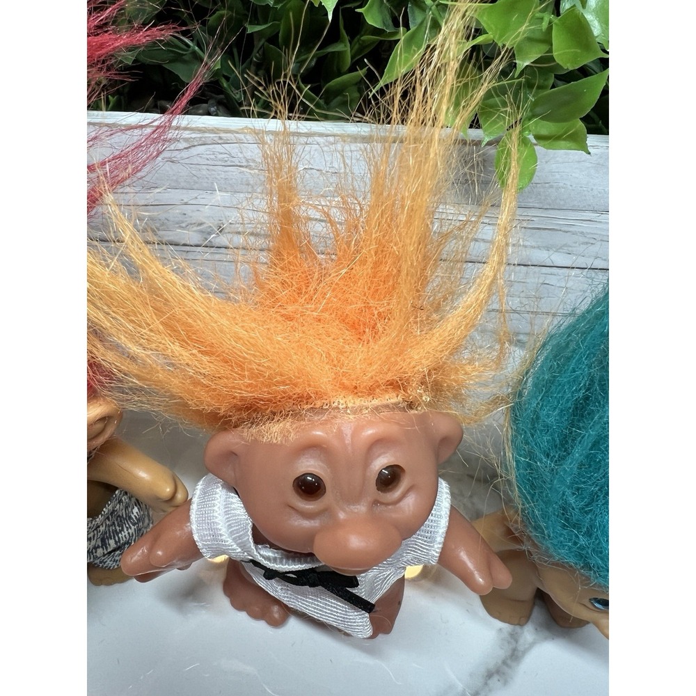 Vintage 1990s Ace Novelty Treasure Troll Doll Teal w/ Belly Jewel Dam 1986 Troll - Picture 3 of 7